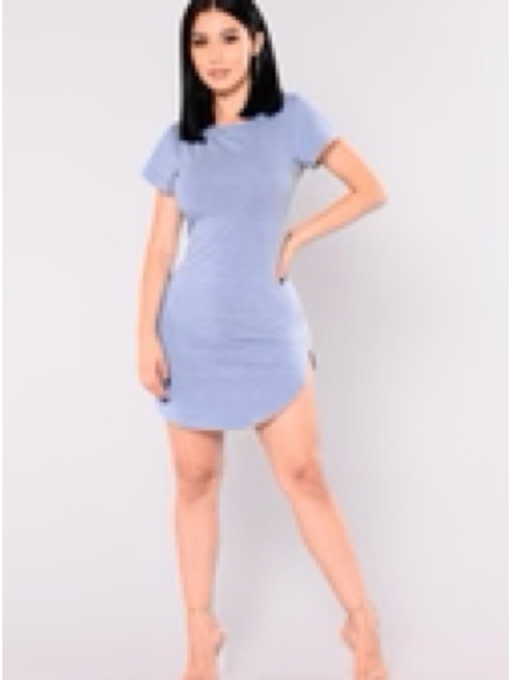 Fashion Nova Light Blue Short Sleeve Shirt Dress